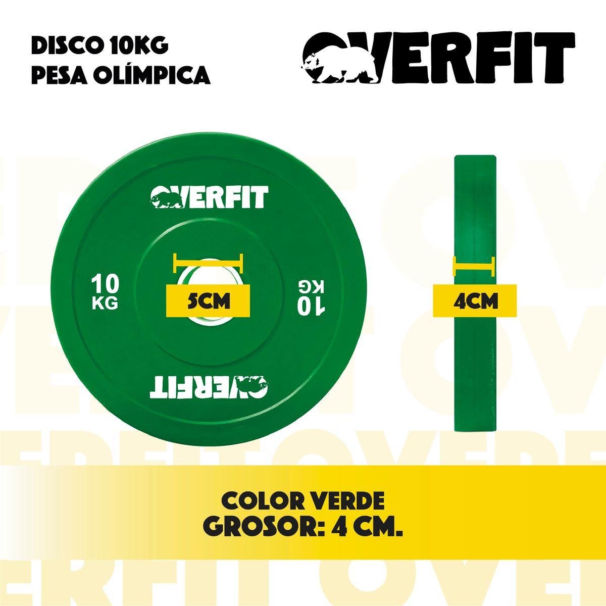 Disco Pesa Olimpica Goma Overfit 10kg Antideslizante-1