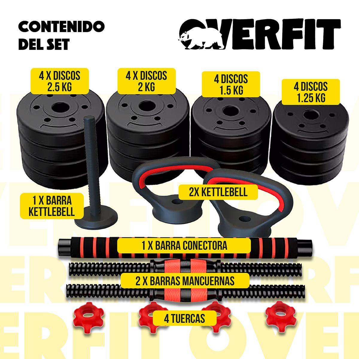 Set Mancuernas + Barra + Kettlebell 30 kg-2