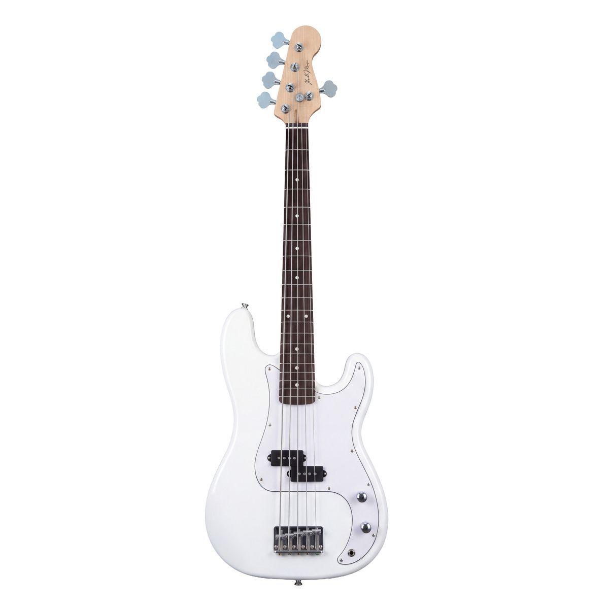 Bajo Electrico Ibrah Music Pb De 5 Cuerdas De Color Blanco -0