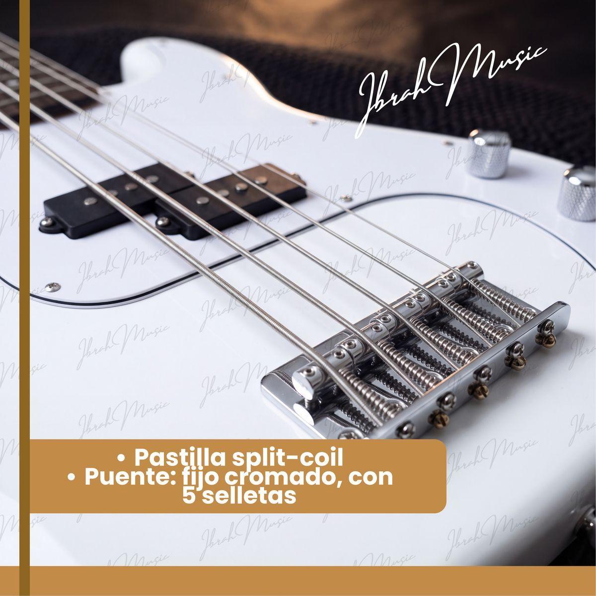 Bajo Electrico Ibrah Music Pb De 5 Cuerdas De Color Blanco -5