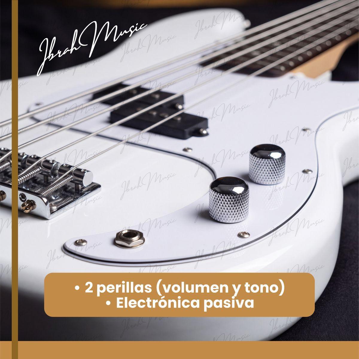 Bajo Electrico Ibrah Music Pb De 5 Cuerdas De Color Blanco -6