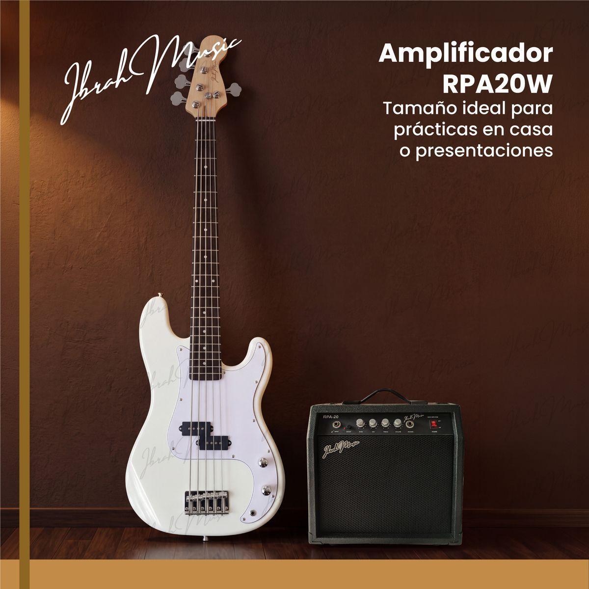 Bajo Electrico Ibrah Music Pb De 5 Cuerdas De Color Blanco -7
