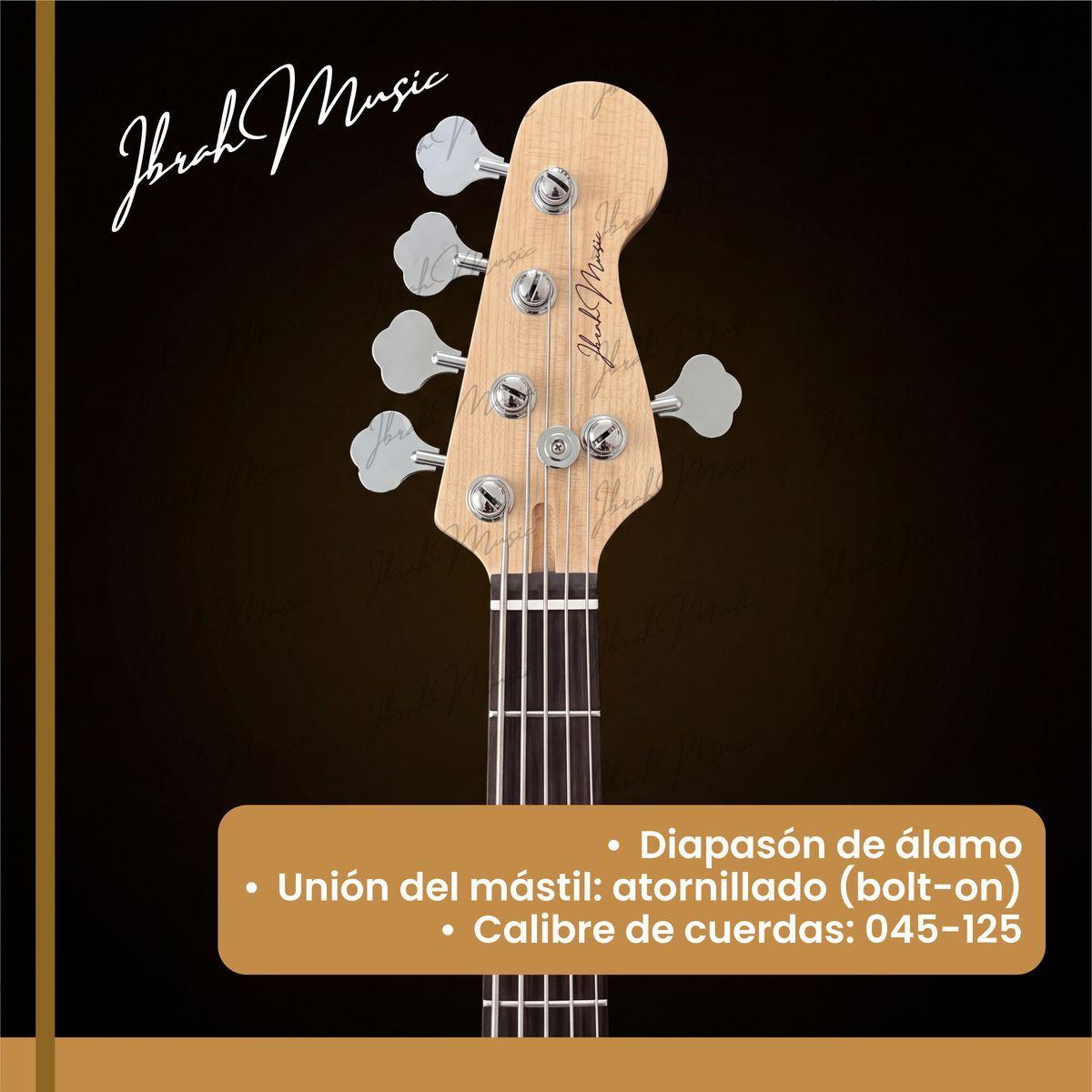 Bajo Electrico Ibrah Music Pb De 5 Cuerdas De Color Blanco -8