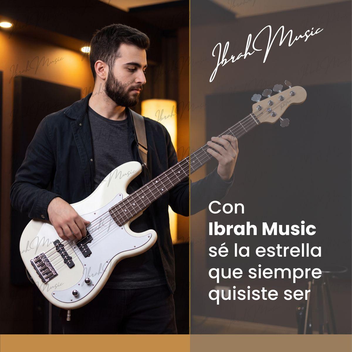 Bajo Electrico Ibrah Music Pb De 5 Cuerdas De Color Blanco -9