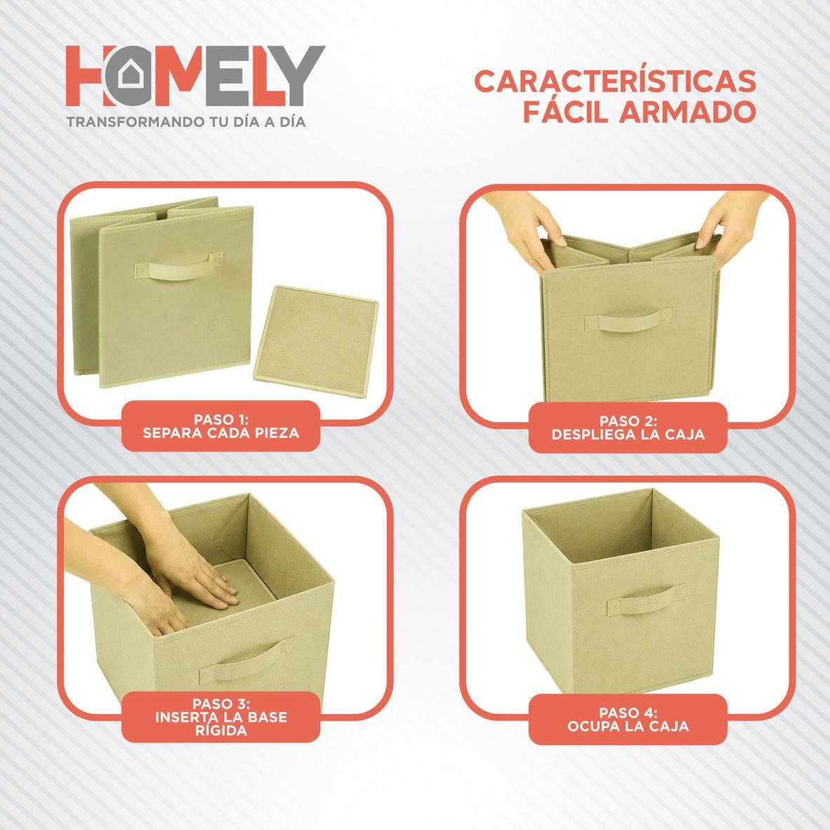 Cajas Organizadoras Cubo Plegable Homely Color Beige Closet Ropa Accesorios Pack 6-3