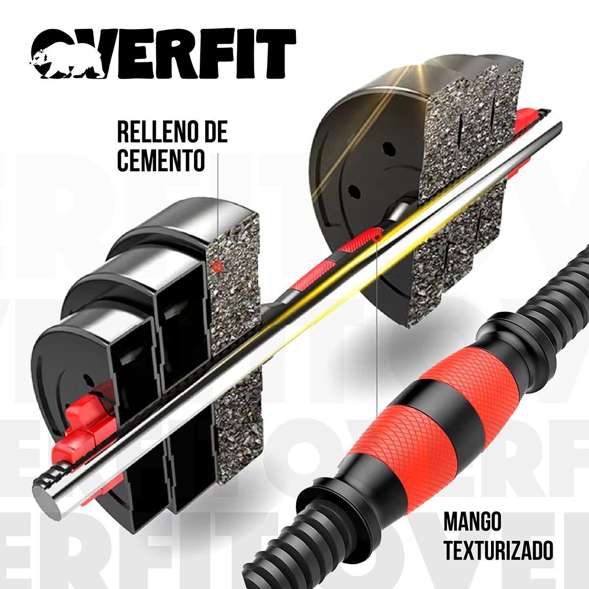 Set Mancuernas + Barra + Kettlebell Unibles Overfit 15kg-3