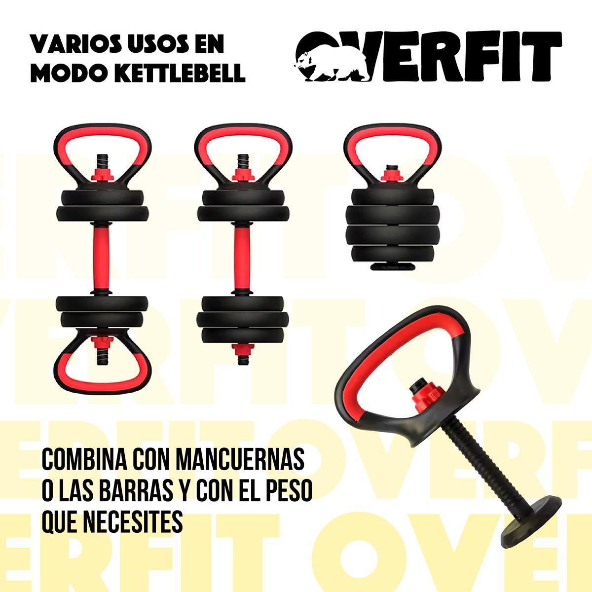 Set Mancuernas + Barra + Kettlebell Unibles Overfit 15kg-4