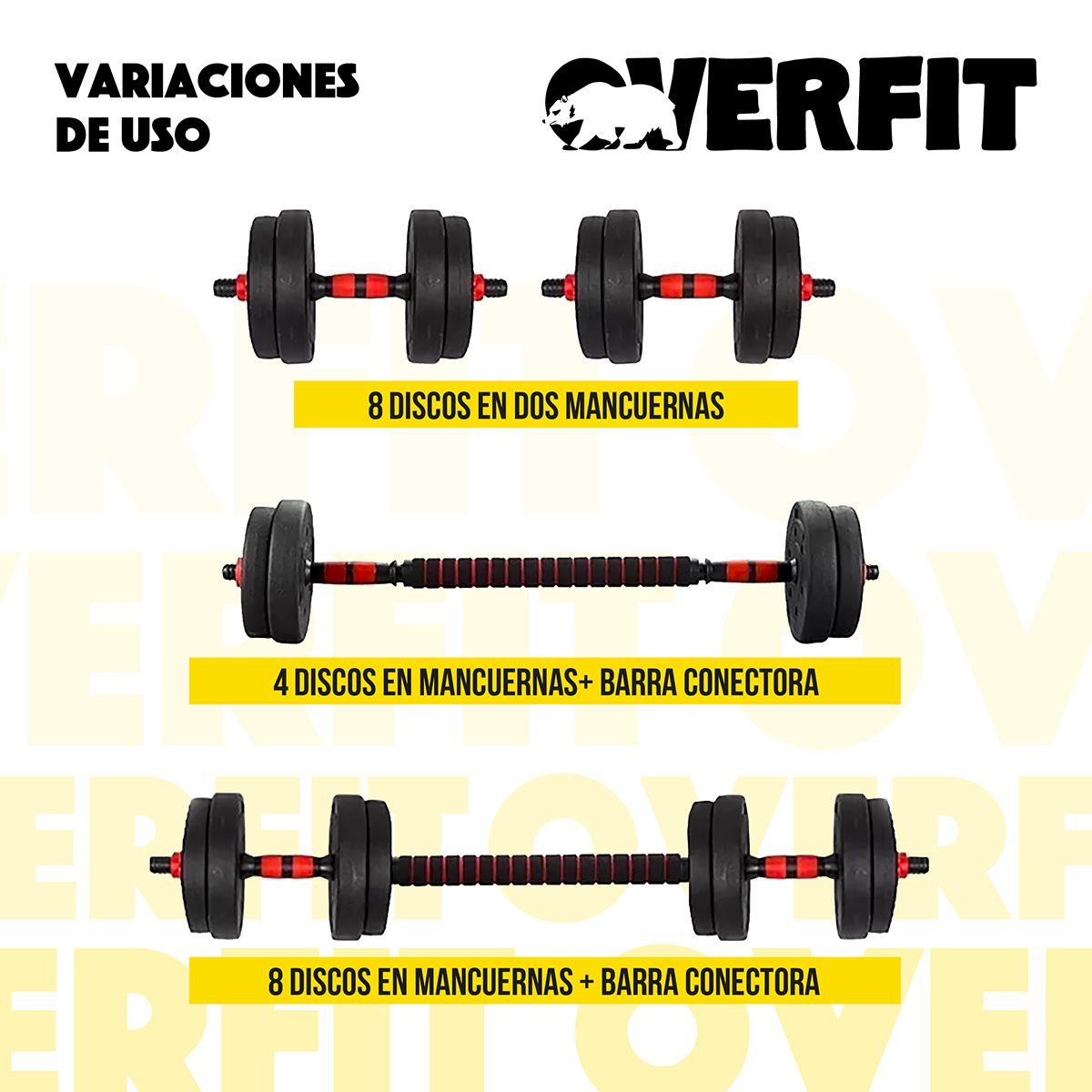 Set Mancuernas + Barra + Kettlebell Unibles Overfit 15kg-6