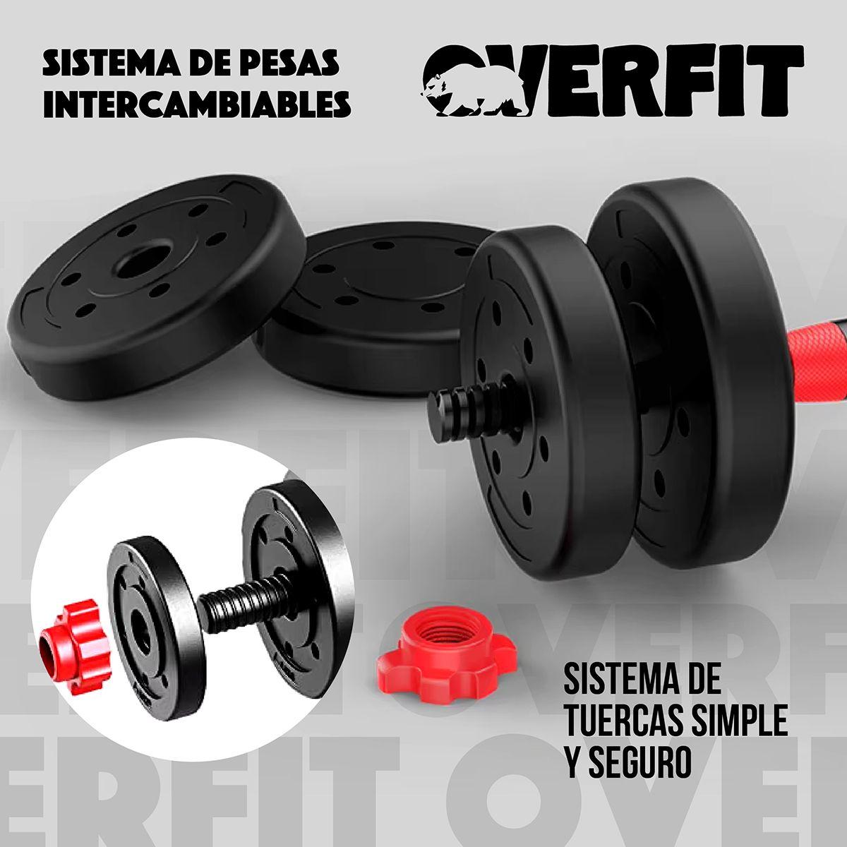 Set Mancuernas + Barra + Kettlebell Unibles Overfit 15kg-8