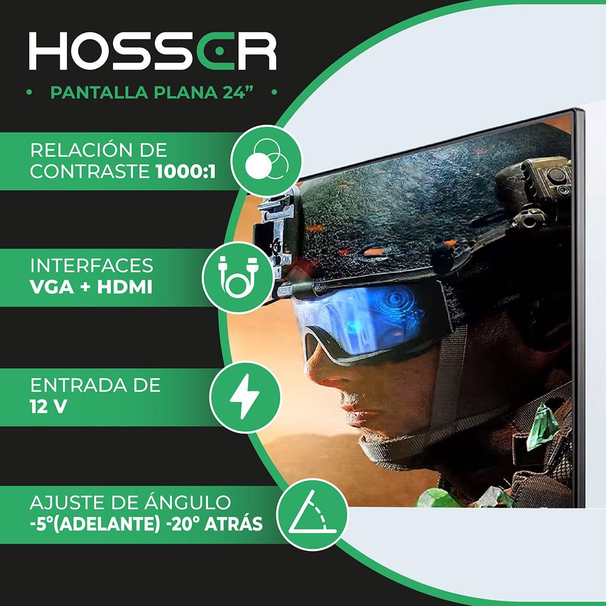 Monitor Notebook PC Plano 24 Pulgadas Hosser Full HD HDMI-2