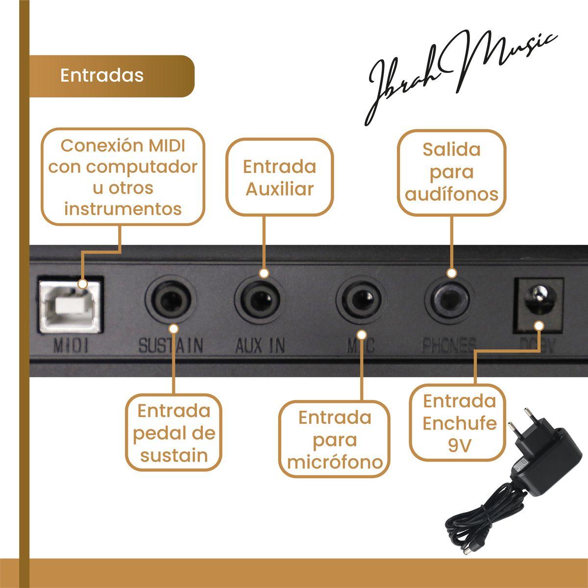 Teclado Musical 61 Teclas Ibrah Music Piano Con Midi Sustain-3