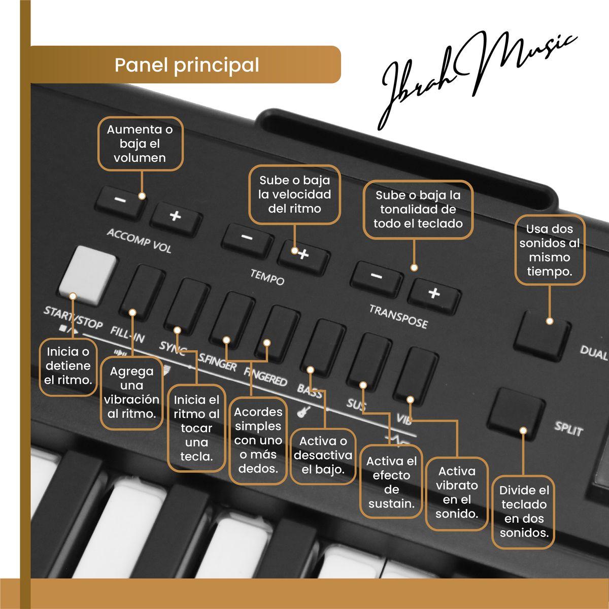 Teclado Musical 61 Teclas Ibrah Music Piano Con Midi Sustain-4