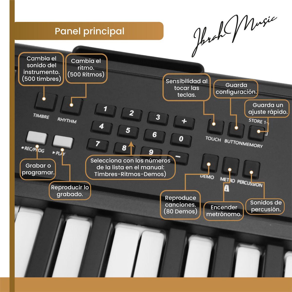 Teclado Musical 61 Teclas Ibrah Music Piano Con Midi Sustain-5