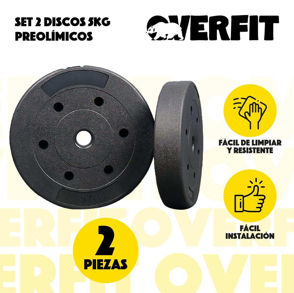 Par Discos Preolimpicos 5Kg Overfit PVC Set 2 Pesas Barra-1