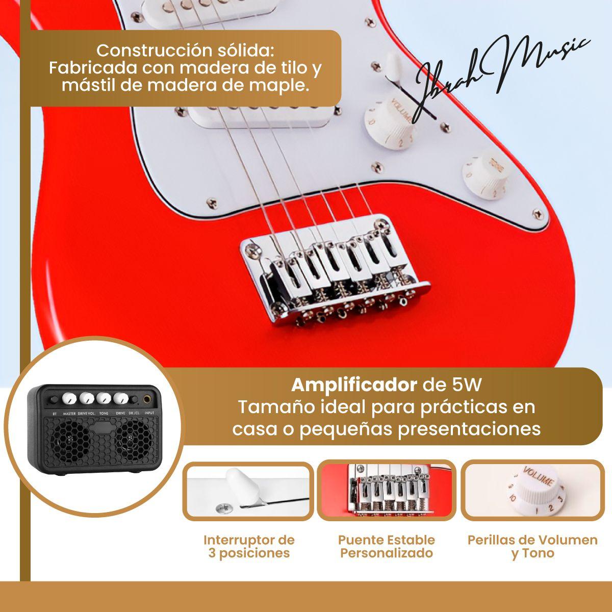 Guitarra Electrica Stratocaster Niño Ibrah 30 Pgds Amplif-2