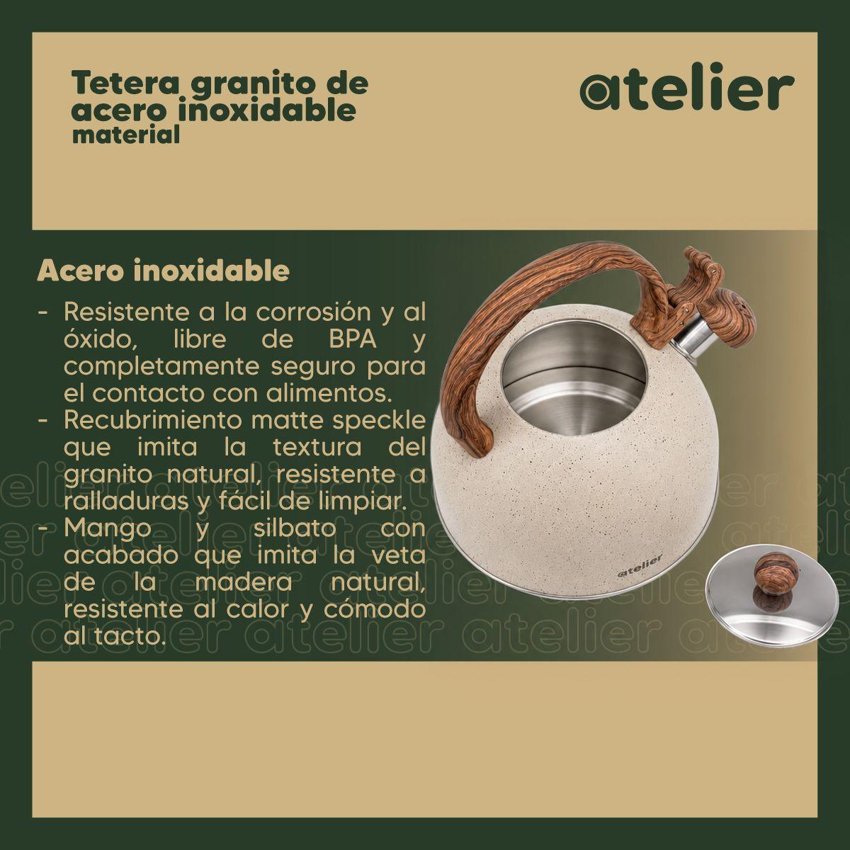 Tetera Acero Inoxidable 2.5 Litros Para Te Infuciones Atelier Color Granito -3