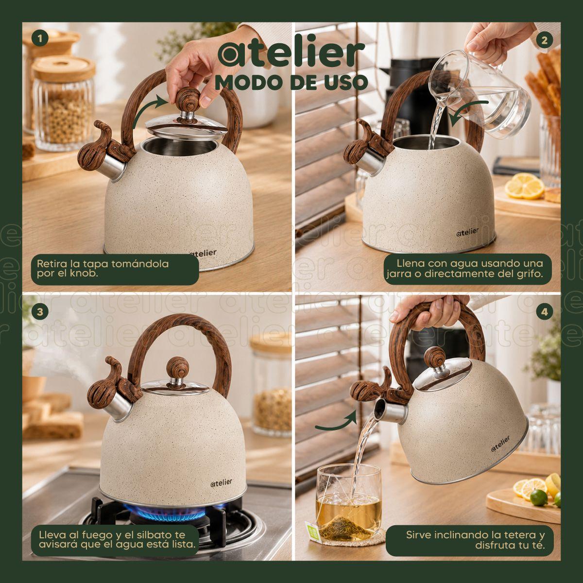 Tetera Acero Inoxidable 2.5 Litros Para Te Infuciones Atelier Color Granito -4