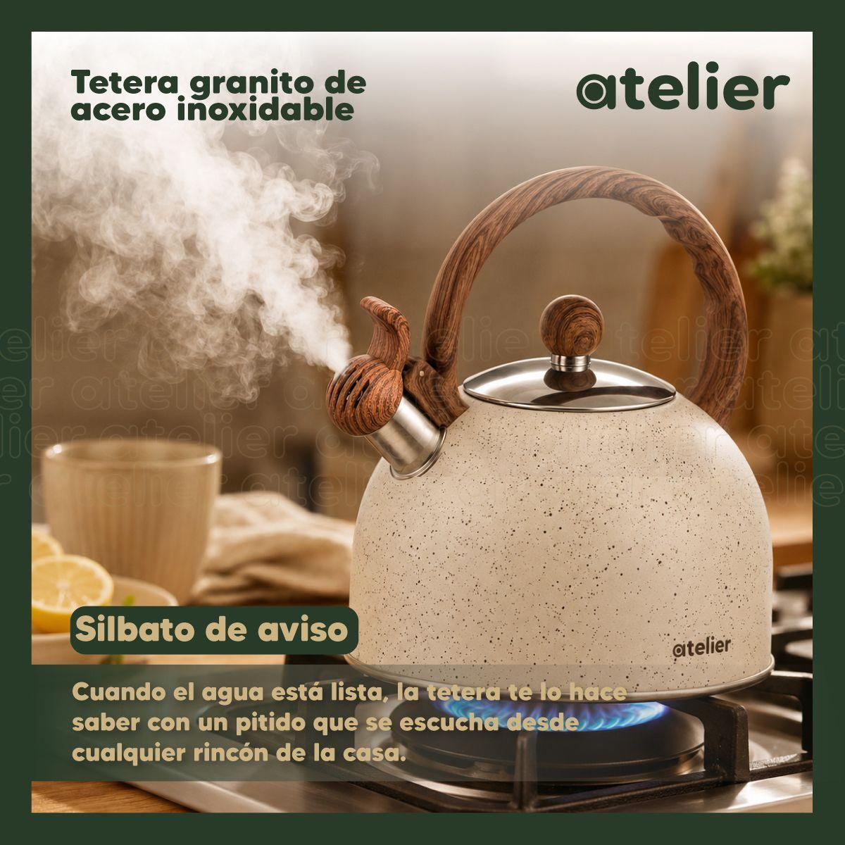 Tetera Acero Inoxidable 2.5 Litros Para Te Infusiones Atelier Color Granito -5