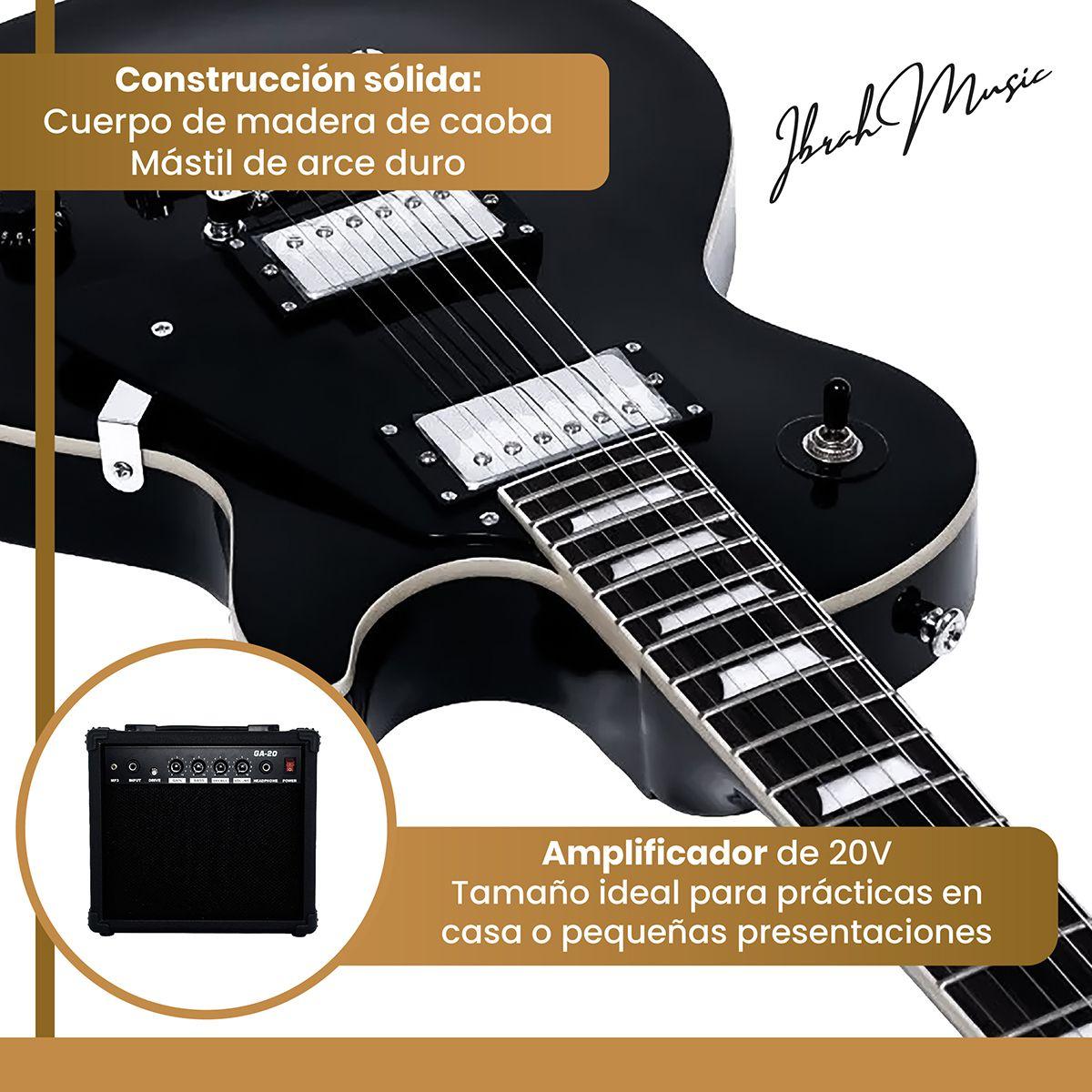 Guitarra Electrica LP Ibrah + Amplif + Accesorios all black-2
