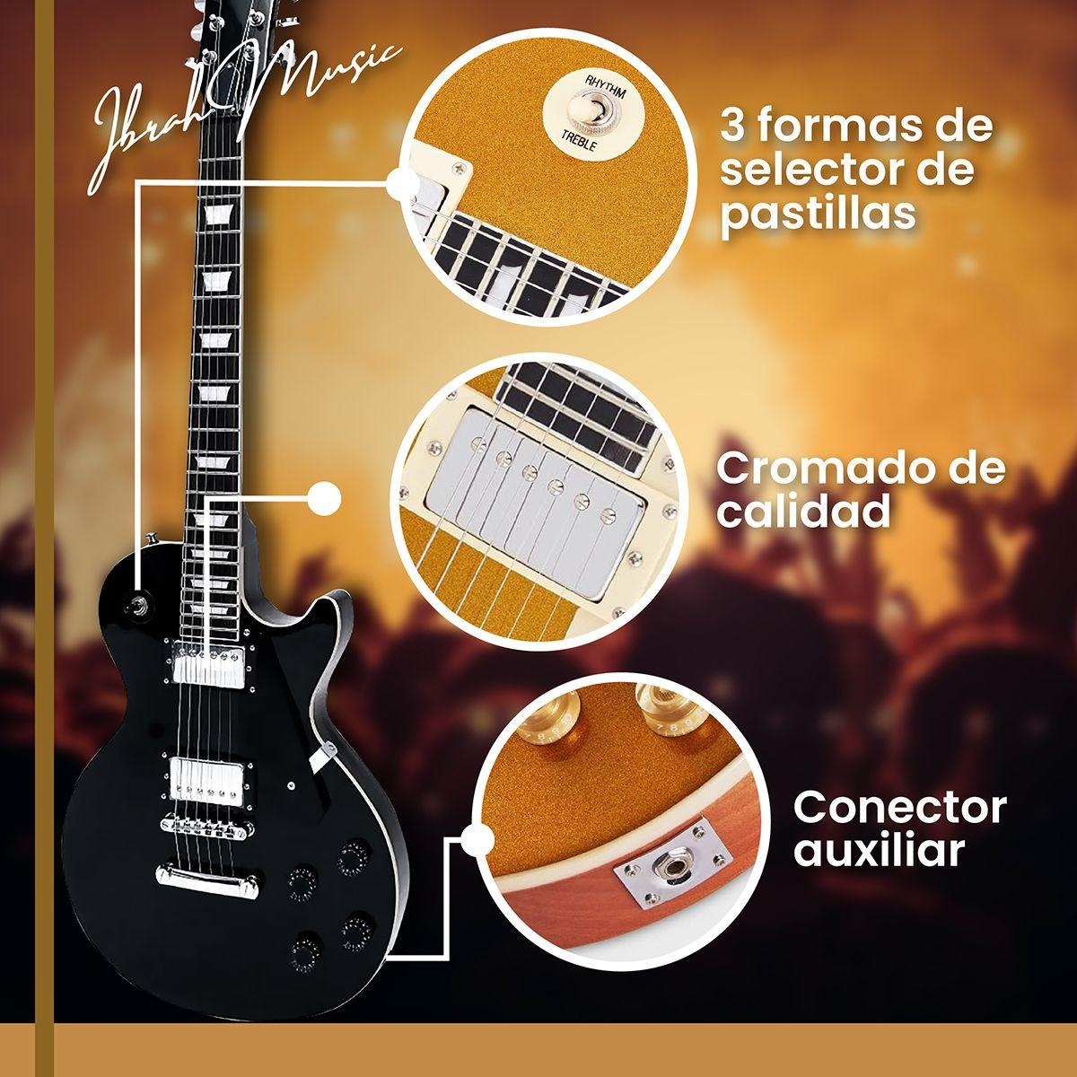 Guitarra Electrica LP Ibrah + Amplif + Accesorios all black-4