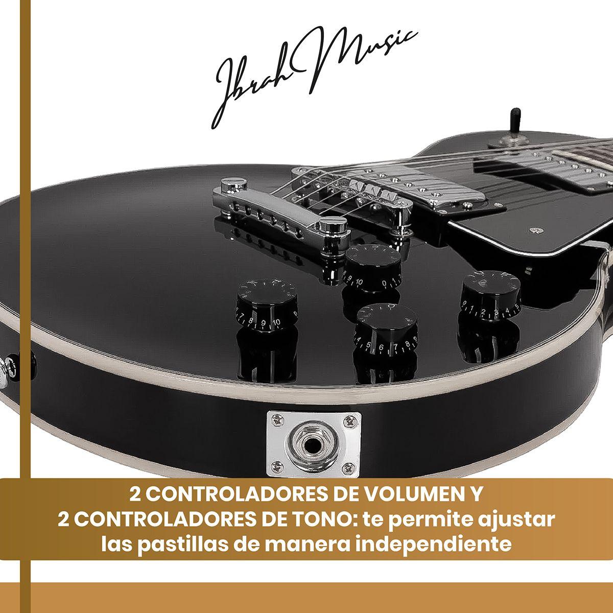 Guitarra Electrica LP Ibrah + Amplif + Accesorios all black-6