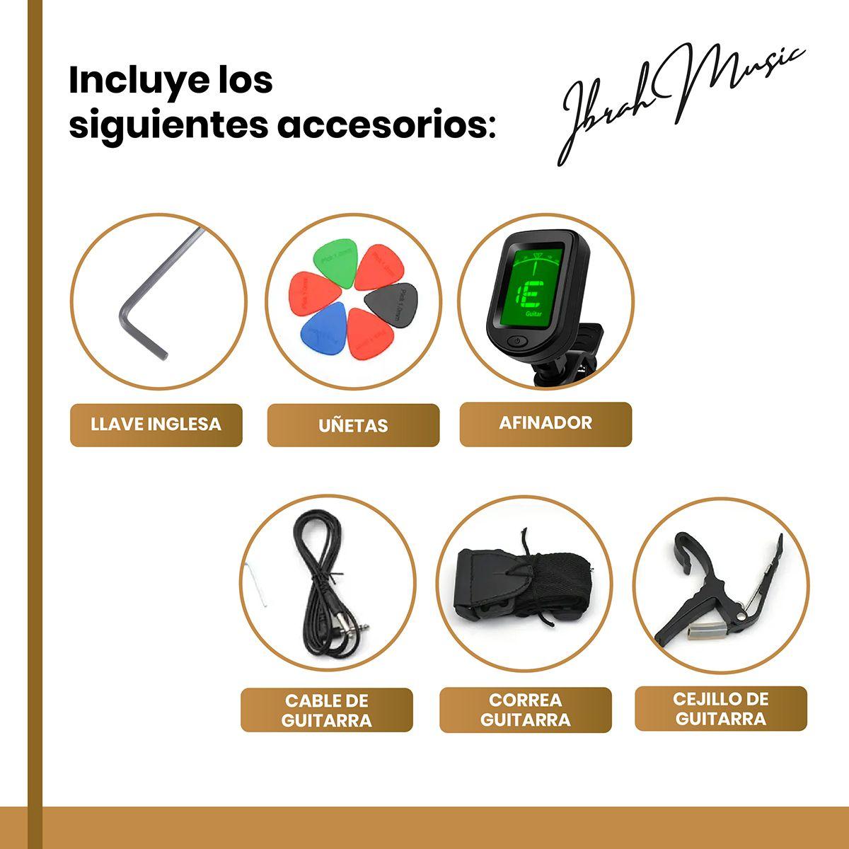 Guitarra Electrica LP Ibrah + Amplif + Accesorios all black-6