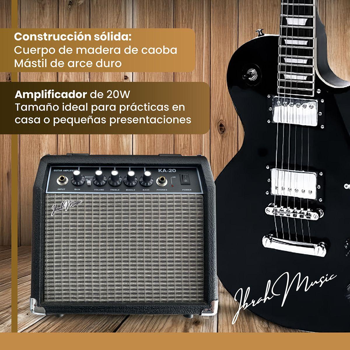 Guitarra Electrica LP Ibrah + Amplif + Accesorios all black-2