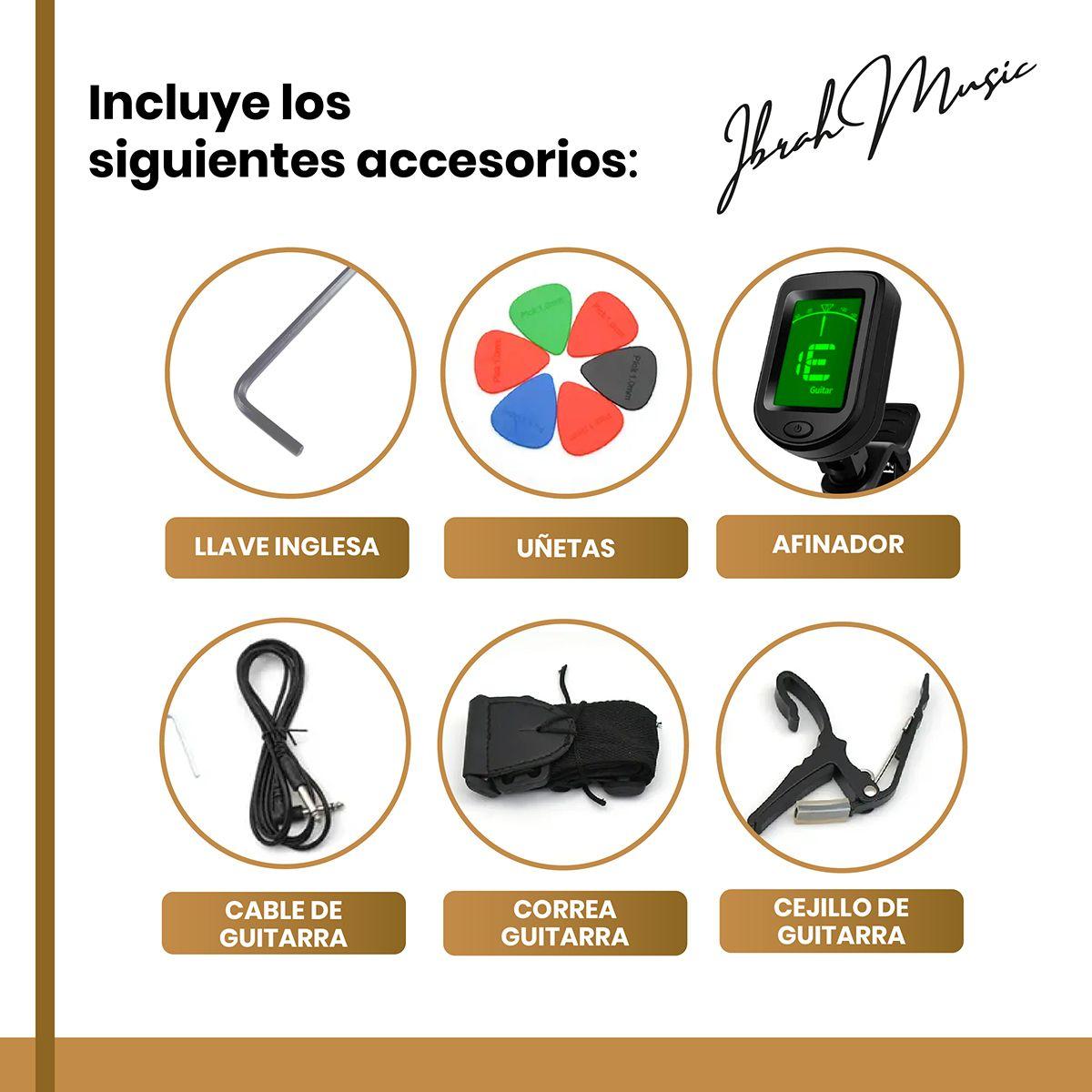 Guitarra Electrica LP Ibrah + Amplif + Accesorios all black-6