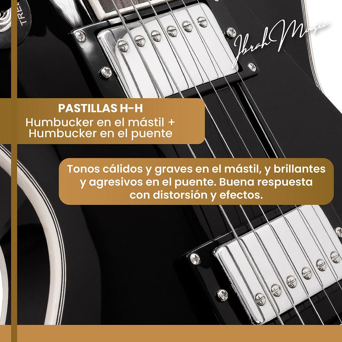 Guitarra Electrica LP Ibrah + Amplif + Accesorios all black-3