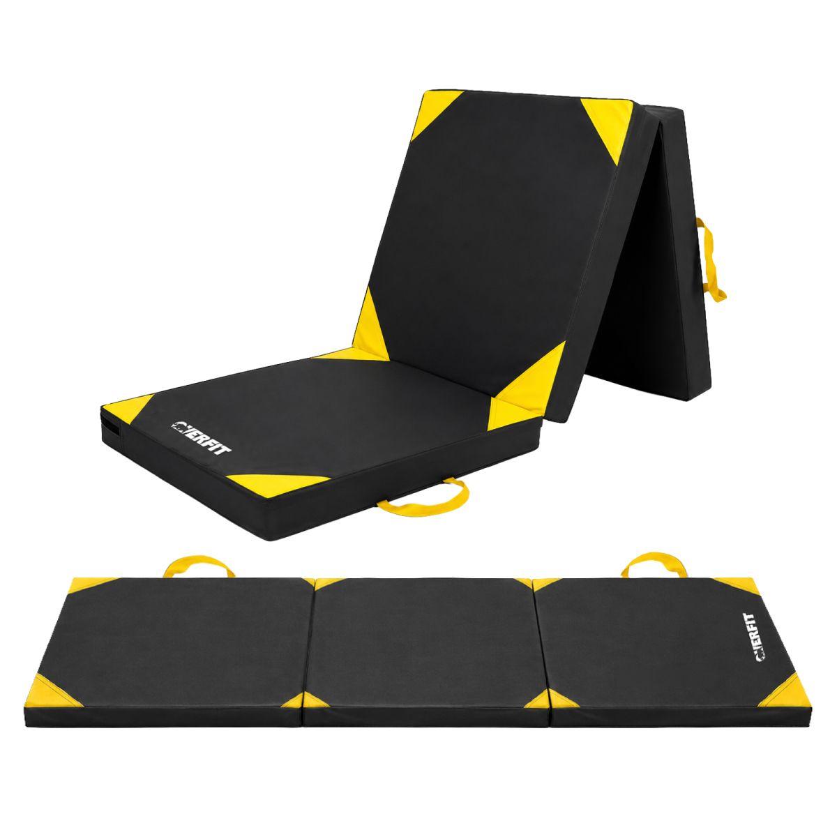 Colchoneta Deportiva Triple Overfit Ejercicios Plegable Negro-0