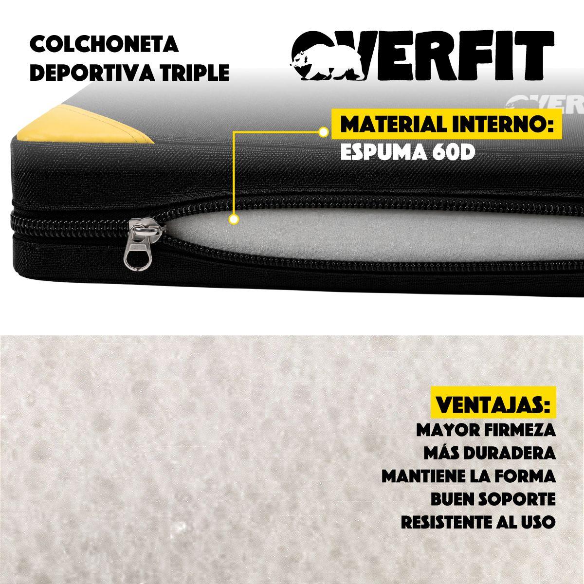 Colchoneta Deportiva Triple Overfit Ejercicios Plegable Negro-2