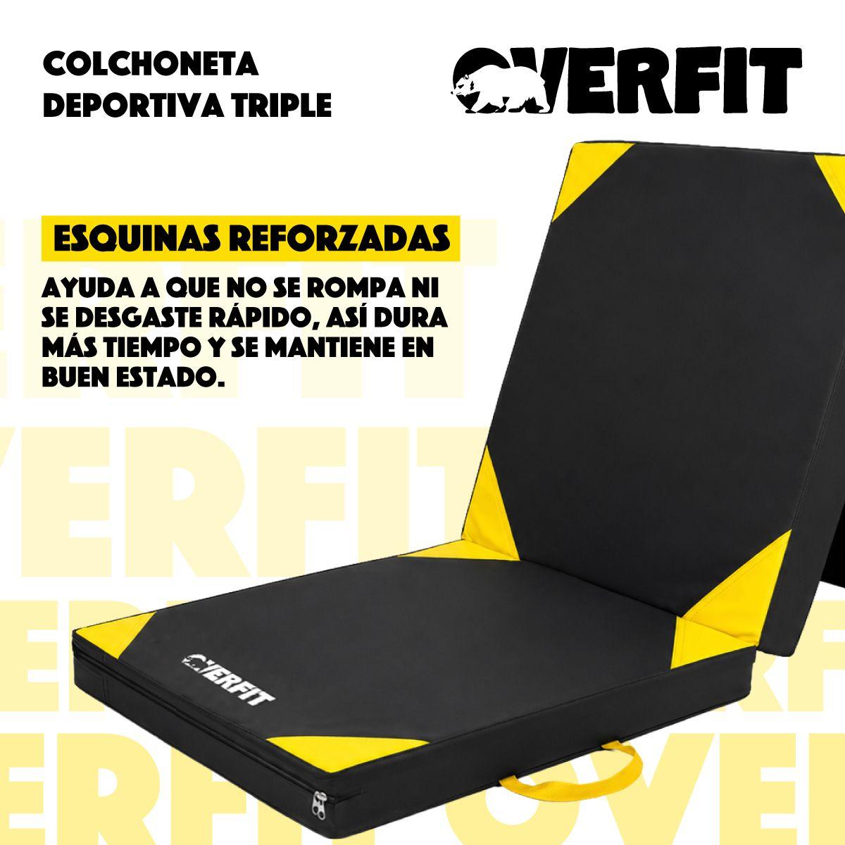 Colchoneta Deportiva Triple Overfit Ejercicios Plegable Negro-5