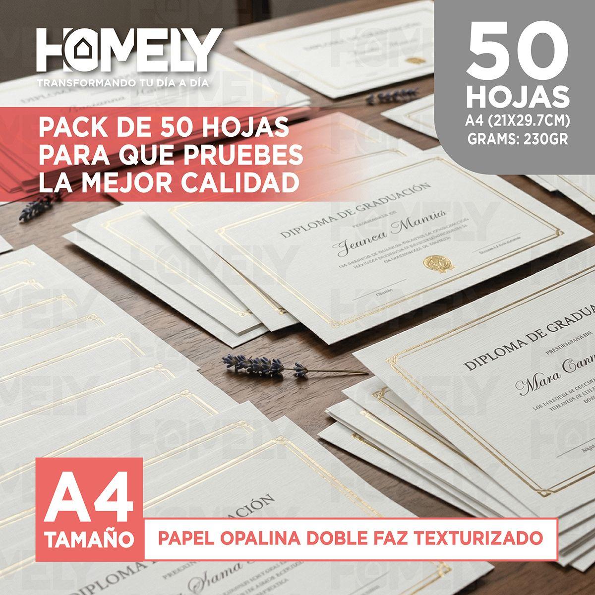 Papel Opalina Texturizada A4 230 Gramos Homely 50 Hojas-2
