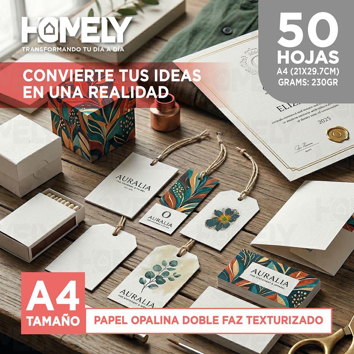 Papel Opalina Texturizada A4 230 Gramos Homely 50 Hojas-3
