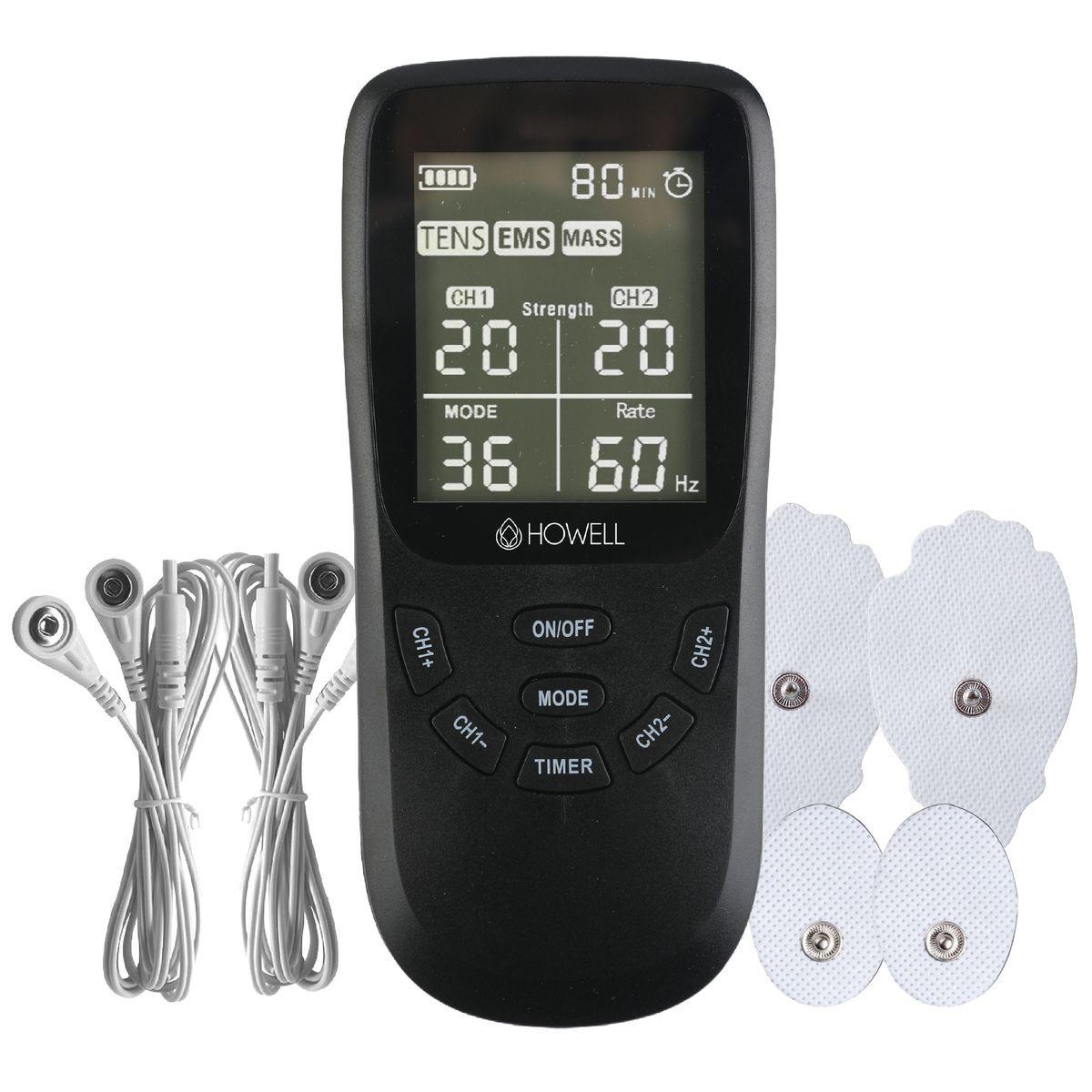 Tens Electroestimulador Muscular 36 Modos Howell EMS Dual-0