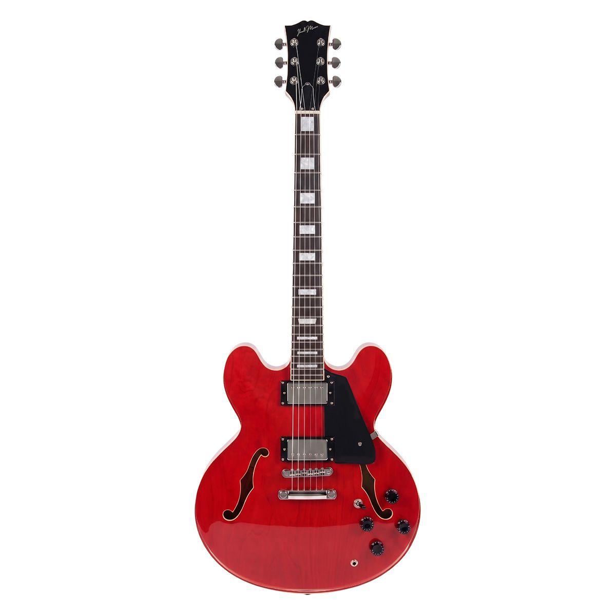Guitarra Electrica Ibrah Music Semi-Hollow Roja + Amplificador 20W + Accesorios-0