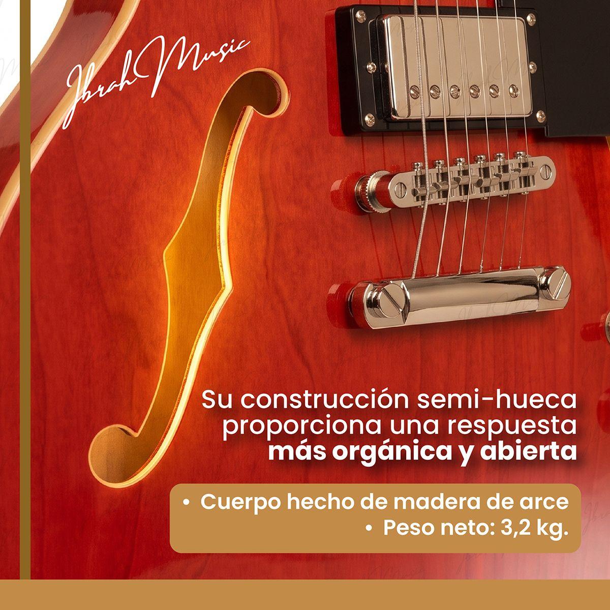 Guitarra Electrica Ibrah Music Semi-Hollow Roja + Amplificador 20W + Accesorios-5