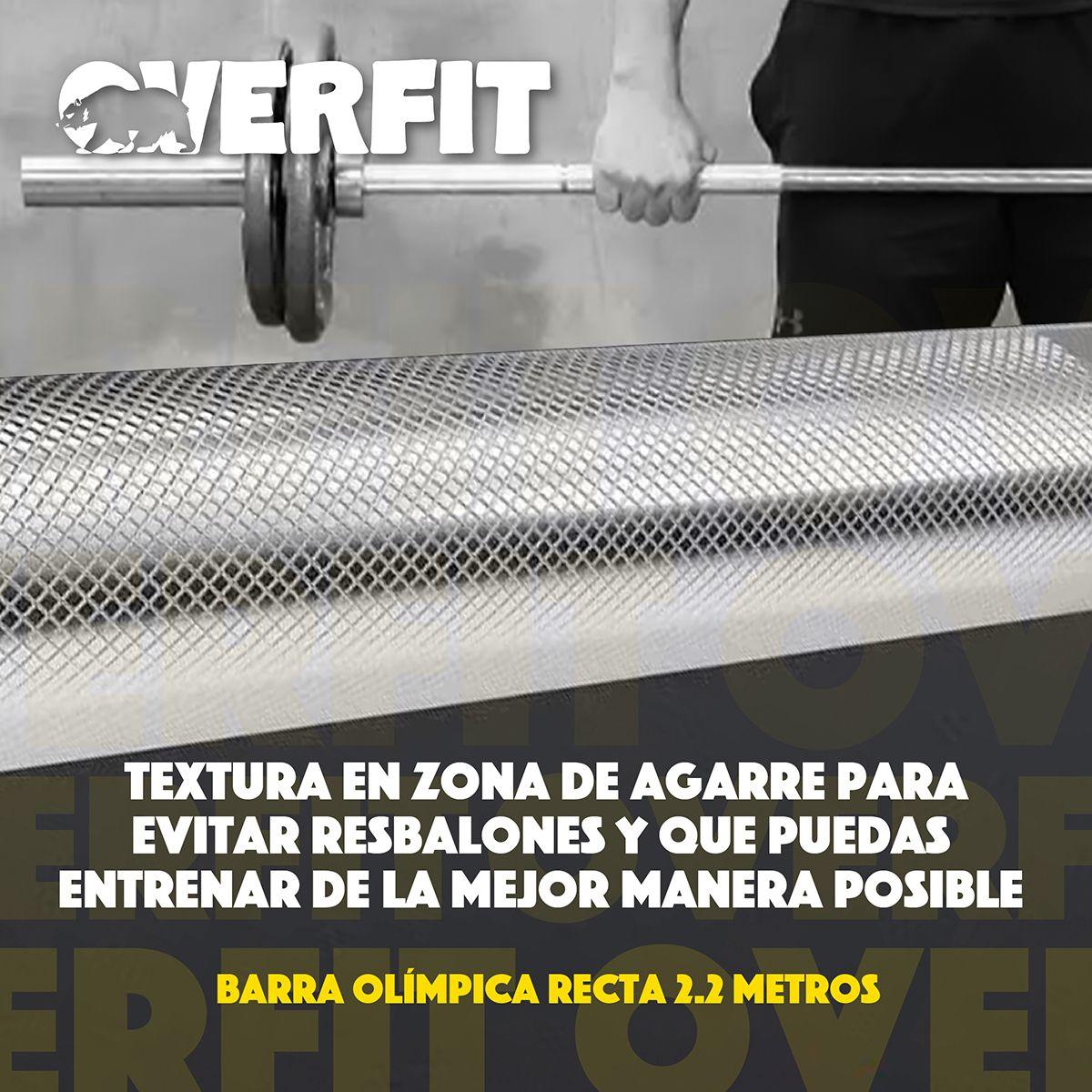Barra Olimpica De Forma Recta 16kg Overfit De 2.2 Metros Plateado-4