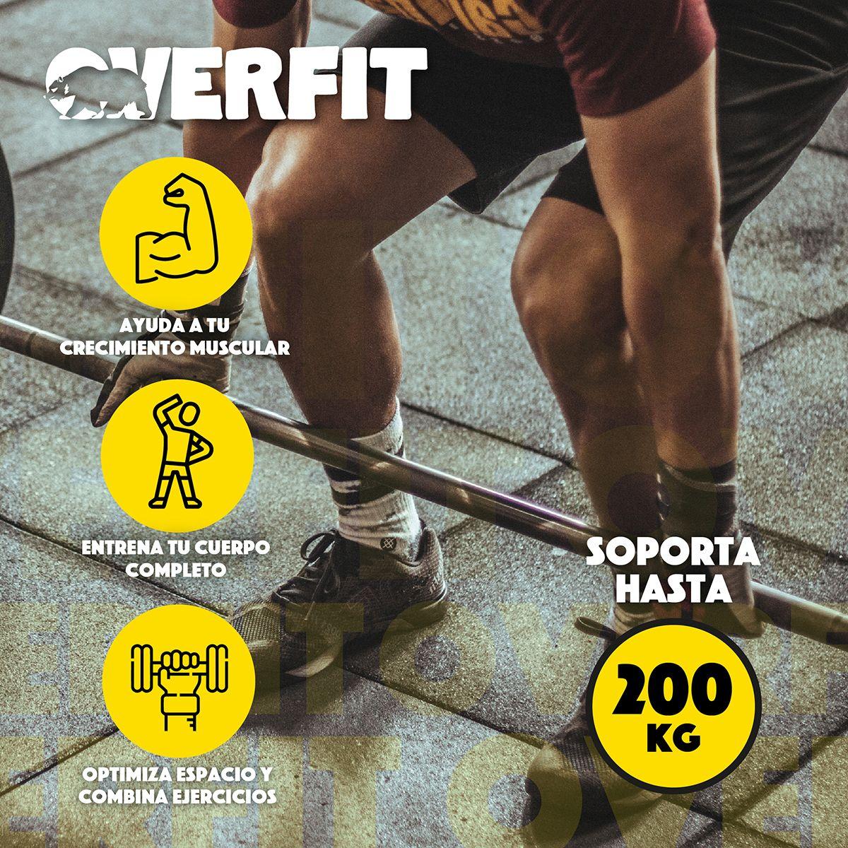 Barra Olimpica De Forma Recta 16kg Overfit De 2.2 Metros Plateado-5