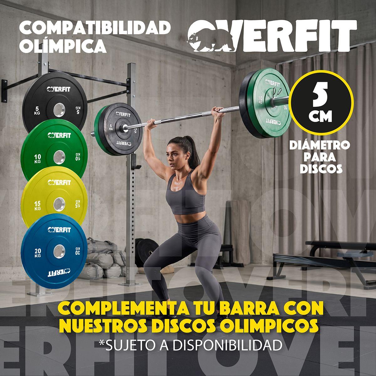 Barra Olimpica De Forma Recta 16kg Overfit De 2.2 Metros Plateado-7
