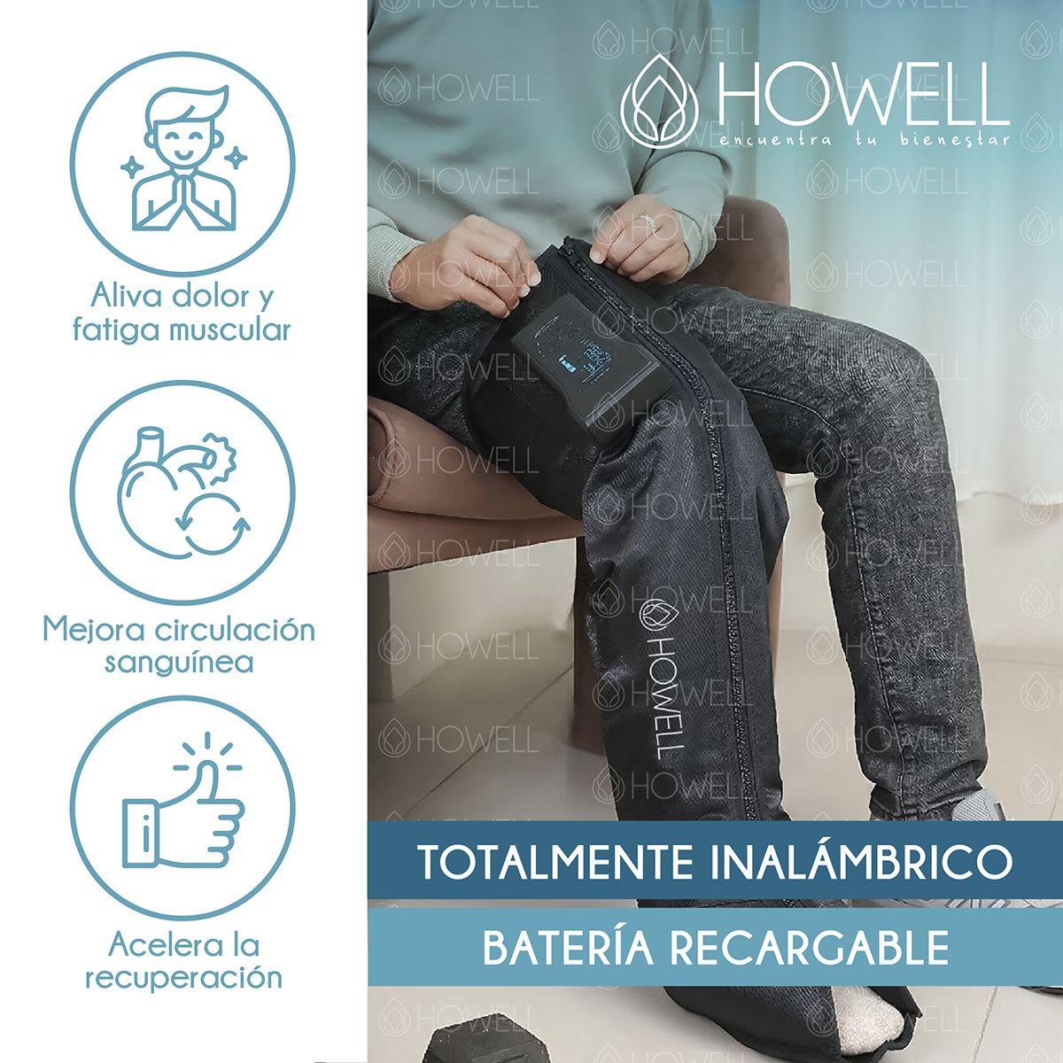 Bota De Compresion Equipo Presoterapia Para Pierna Masajeador Aire Inalambrico Howell Negro  -2