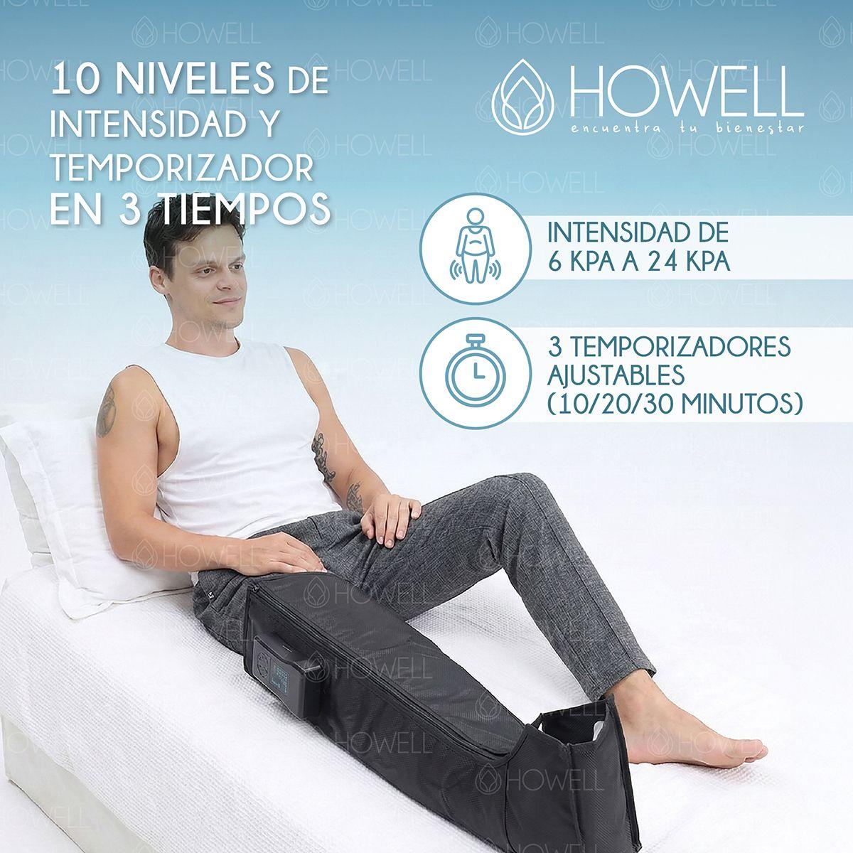 Bota De Compresion Equipo Presoterapia Para Pierna Masajeador Aire Inalambrico Howell Negro  -6