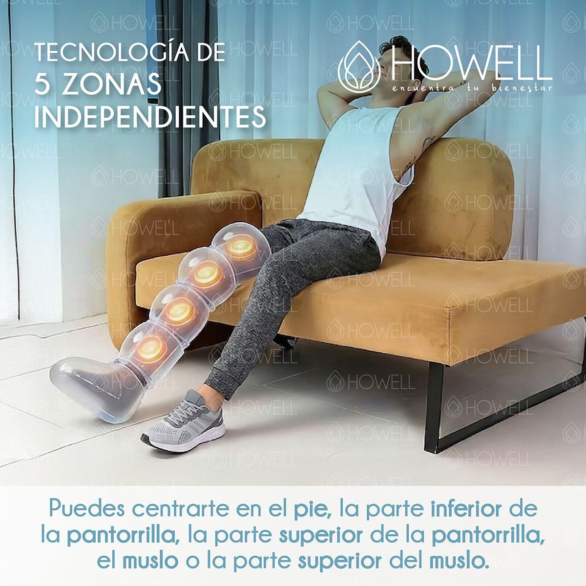 Bota De Compresion Equipo Presoterapia Para Pierna Masajeador Aire Inalambrico Howell Negro  -7