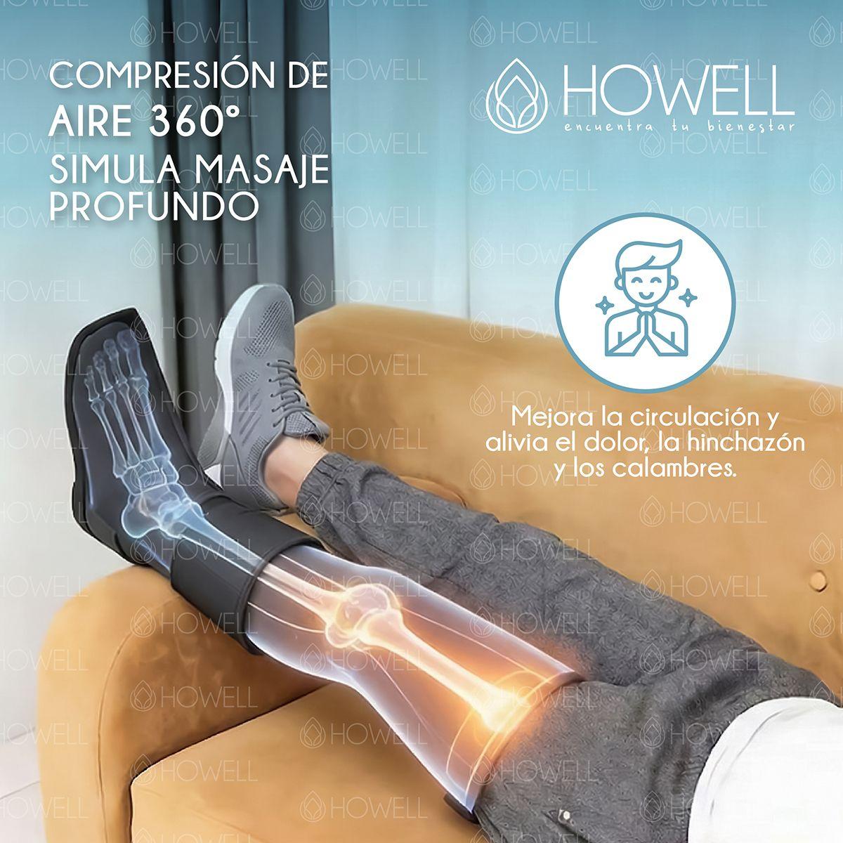 Bota De Compresion Equipo Presoterapia Para Pierna Masajeador Aire Inalambrico Howell Negro  -8