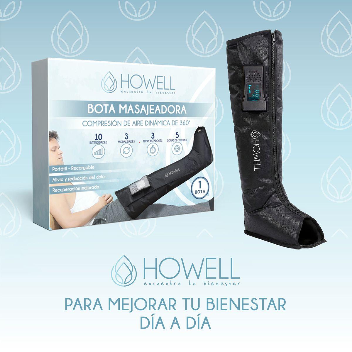 Bota De Compresion Equipo Presoterapia Para Pierna Masajeador Aire Inalambrico Howell Negro  -9