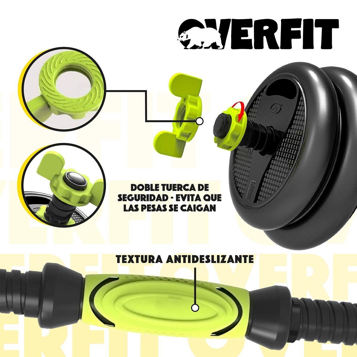 Set Mancuernas + Barra + Kettlebell Unibles Overfit 20kg-3