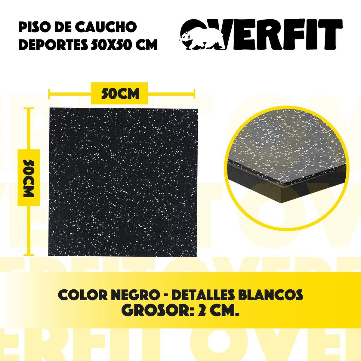 Piso de Caucho Para Gimnasio 50x50x2 Cm Overfit Gym De Alta Densidad Y Intensidad Pack x2-2