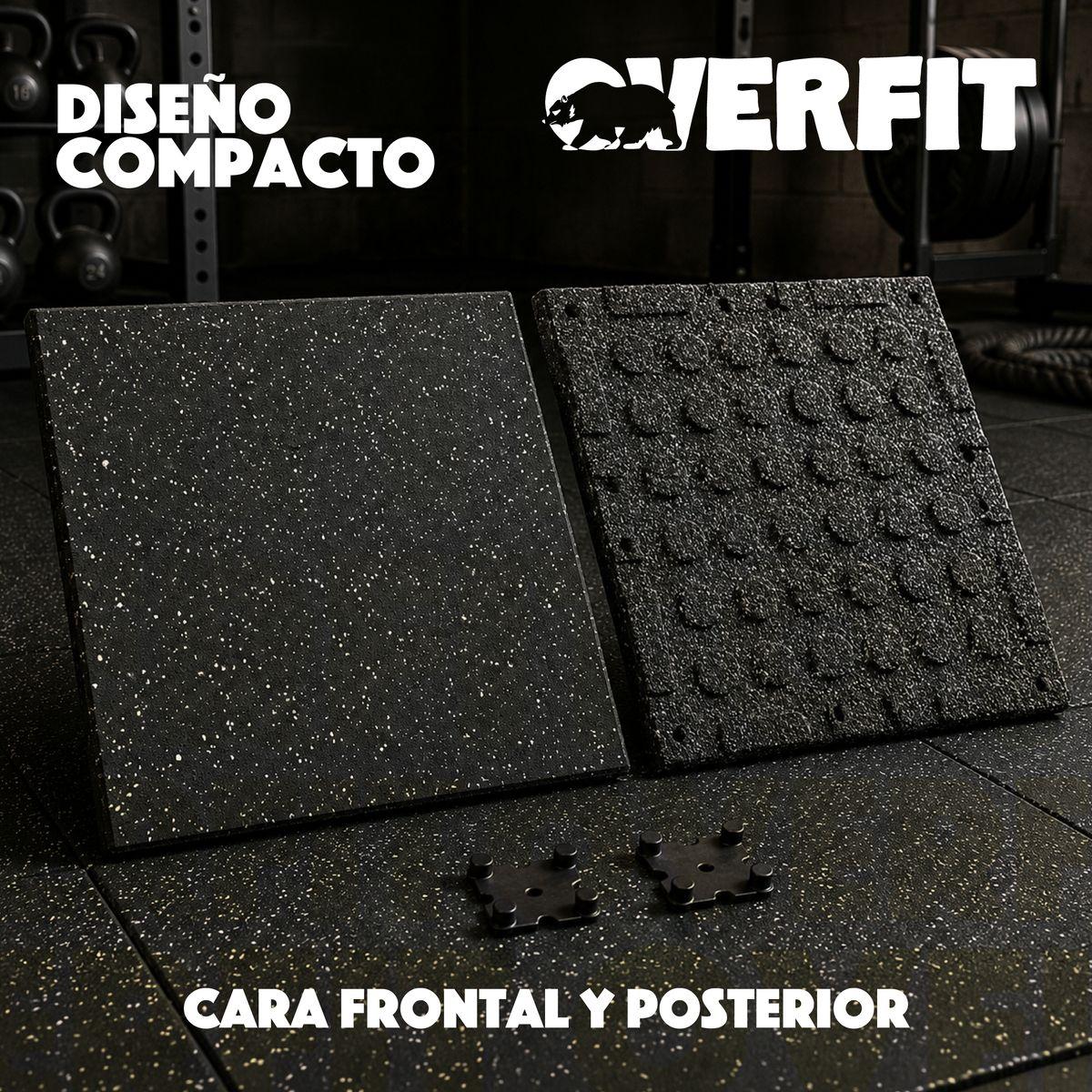 Piso de Caucho Para Gimnasio 50x50x2 Cm Overfit Gym De Alta Densidad Y Intensidad Pack x2-3