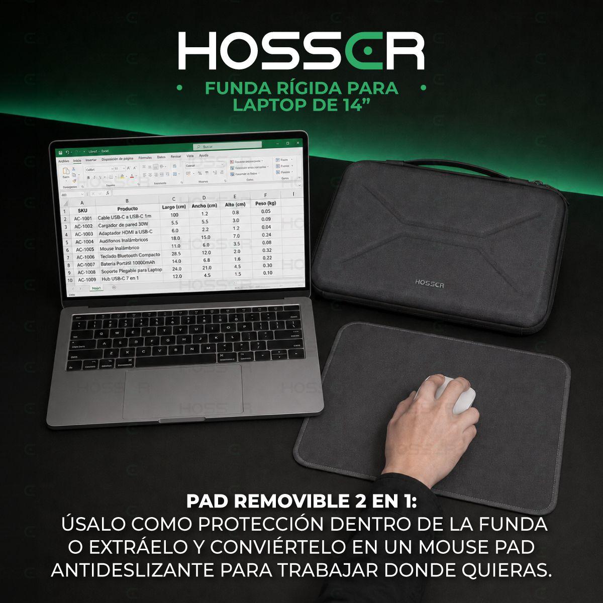 Funda Para Notebook 14 Pulgadas Hardcase Hosser Bolso De Laptop Color Negro-7