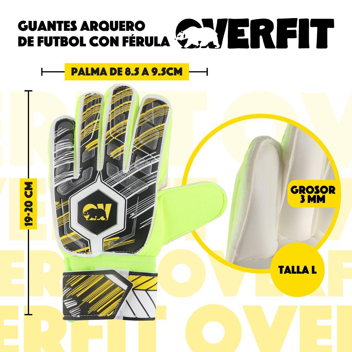 Guantes de Arquero Futbol Overfit Ferula Antideslizante Pro Verde L-2